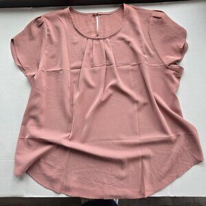 Blush Pink Flowing Blouse Soft Feminine Minimal Chic Casual Womens 2X Top